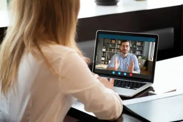 image of woman attending online mediation Portsmouth speak to our team today!